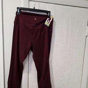 Tangerine Active Rib Trim Leggings Brick Red-NWT